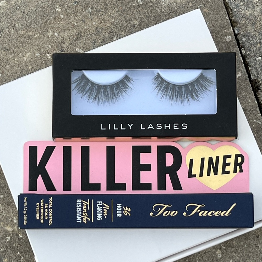 NWT Eye/Lash Bundle. Two faced Killer Liner Killer Sapphire & Lilly Lashes in LA